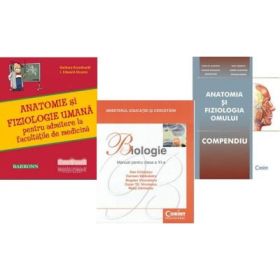 Pachet Barrons Anatomie si fiziologie umana pentru admitere la facultatile de medicina, 3 carti. Manual Barron. Manual Biologie clasa 11. Compendiu