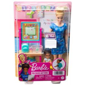 Set mobilier cu papusa blonda profesoara Barbie Cariere