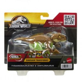 Dinozaur transformabil tyrannosaurus rex si ankylosaurus maro, Jurassic World Fierce changers Double Danger