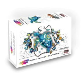 Puzzle din lemn multicolorat. Broasca testoasa, 125 piese