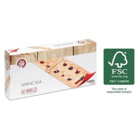 Joc de strategie Mancala, tabla din lemn, 48 pietre naturale, Cayro