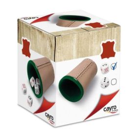 Poker cu zaruri, cu pahar din piele naturala si 5 zaruri de 16 mm, Cayro