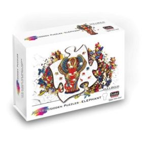 Puzzle din lemn multicolorat, Elefant, 120 piese