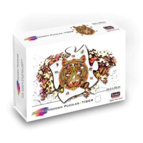 Puzzle din lemn multicolorat, Tigru, 138 piese