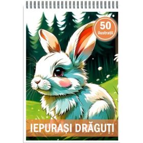 Carte de colorat, 50 de ilustratii, Iepurasi draguti