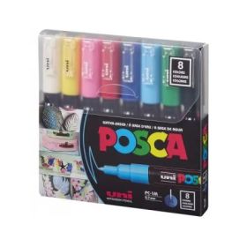 Marker UNI PC-1M 0. 7 mm, set 8 culori, Posca