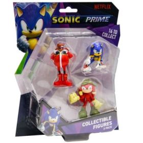 Set 3 figurine, 6cm, Sonic Prime, Mr. Dr. Eggman, Sonic NY &amp; Knuckles