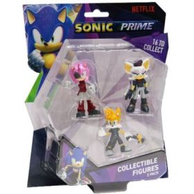 Set 3 figurine, 6 cm, Sonic Prime, Rebel Rouge, Rusty Rose, Tails Nine