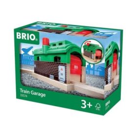 Garaj pentru trenulete, cu usi mobile actionate cu buton BRIO, 3+ ani