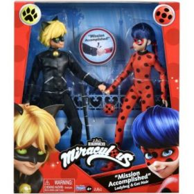 Set 2 papusi, 26 cm, Miraculous - Buburuza si Cat Noir