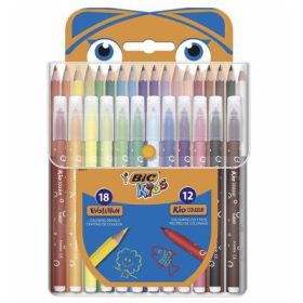 Set creativ coloriaj Bic. 18 creioane colorate si 12 markere (CT8112)