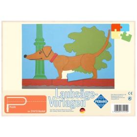 Sablon din lemn, caine Dachshund, pentru traforaj, dimensiunea A4, Pebaro 314/1S