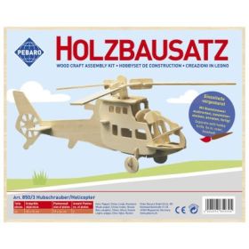 Kit constructie din lemn, elicopter, 24 piese, Pebaro 850/3