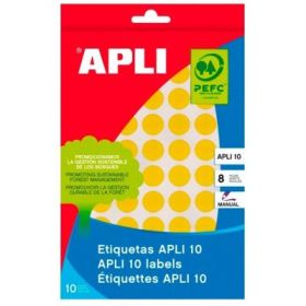 Etichete autoadezive Apli, galben, 19 mm, 320 etichete/blister
