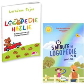 Pachet 2 titluri: Logopedie hazlie. Culegere de exercitii si poezii logopedice si 5 Minute de Logopedie pe zi! Exercitii zilnice pentru dezvoltarea limbajului copiilor - Loredana Bejan, Ioana Alexandra Pascu