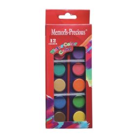 Acuarele Memoris-Precious, 12 culori+pensula diametru 21 mm