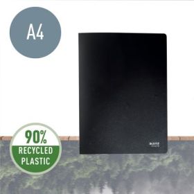 Mapa de prezentare Leitz Recycle, PP, partial reciclat, certificare Blue Angel, reciclabil, A4, 20 de folii, negru