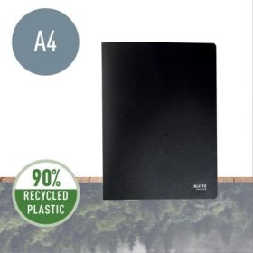 Mapa de prezentare Leitz Recycle, PP, partial reciclat, certificare Blue Angel, reciclabil, A4, 40 de folii, negru
