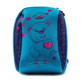 Ghiozdan DeLune, 38cm, 2 compartimente, rigid, ergosistem, mov cu turcoaz, 7102BL