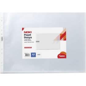 Folie de protectie Noki 4836-L, A3, landscape, 80 microni, plastic, transparent, set 25 buc