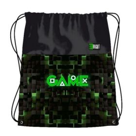 Rucsac cu snur pentru copii St. Majewski St. Right Green Game, 43cm, negru cu verde
