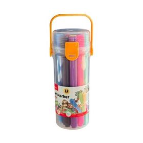 Carioci colorate Keyroad Capfix Connectible KR971996, 12 culori, triunghiulare, tub plastic