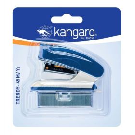 Capsator Kangaro TRENDY-45M/Y2, 24/6, 15 coli, albastru, blister (+ capse 24/6)