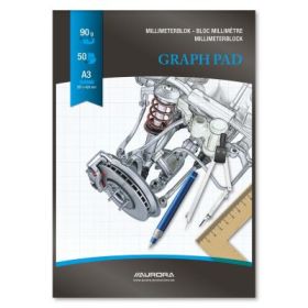 Hartie milimetrica A3, 50 file - 90gsm, AURORA Raphael - fond albastru