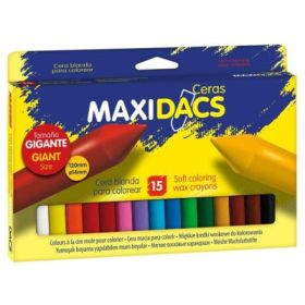 Creioane cerate groase, cutie carton, 15 culori/cutie, ALPINO MaxiDacs