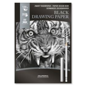 Bloc desen A4, 20 file - 120gsm, AURORA Raphael - hartie neagra
