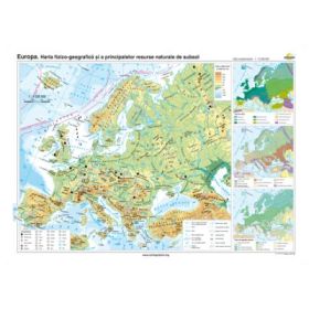 Europa. Harta fizico-geografica si a principalelor resurse naturale de subsol 160x120 cm CR-3106A