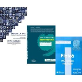 Pachet Bacalaureat 2026. Ghid complet pentru rezolvarea subiectelor Limba si literatura romana, Ghid de pregatire. Matematica. filiera tehnologica: servicii, resurse si tehnic si Fizica 100 variante rezolvate - Delia Ambrosie, Marius Burtea, Doru Badiu