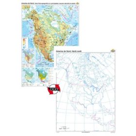 America de Nord. Harta fizico-geografica si a principalelor resurse naturale de subsol Duo 120x160 cm CR-3113DA