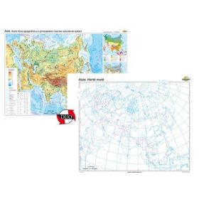 Asia. Harta fizico-geografica si a principalelor resurse naturale de subsol Duo 140x100 cm CR-3111DB