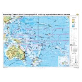 Australia si Oceania.. Harta fizico-geografica, politica si a principalelor resurse naturale de subsol 140x100 cm CR-3117B