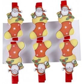 Accesorii creatie, lemn, carlig cizmulita Craciun, colorat, 3. 5cm, set 6 buc, Colorarte