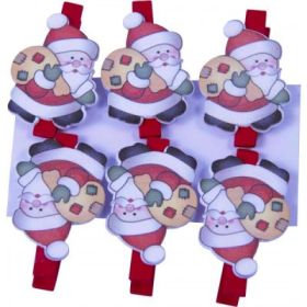 Accesorii creatie, lemn, carlig Mos Craciun, colorat, 3. 5 cm, set 6 buc, Colorarte