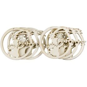 Accesorii creatie, lemn decupat, glob cu ingeras, set 6 buc, Colorarte