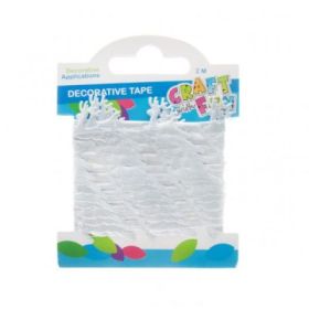 Banda decorativa, reni, 2. 5cm x 2m, plastic, argintiu, Craft with Fun, Decorative Tape, 463488