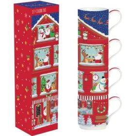 Set 4 cani de portelan 0, 275l Christmas Neighbours, Pronat