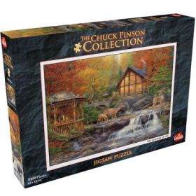 Puzzle 1000 piese, Chuck Pinson, Casuta din padure