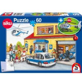 Puzzle 60 piese + Cadou: macheta Siku, Elicopter de politie, Schmidt