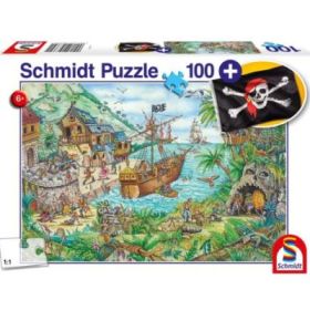 Puzzle 100 piese, Insula piratilor + Cadou: steag pirat, Schmidt