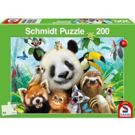 Puzzle 200 piese, Portret de familie cu animale, Schmidt