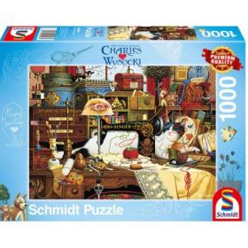 Puzzle 1000 piese, Charles Wysocki - Maggie, fauritoarea de dezordine, Schmidt