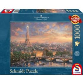 Puzzle 1000 piese, Thomas Kinkade - Paris, orasul iubirii, Schmidt
