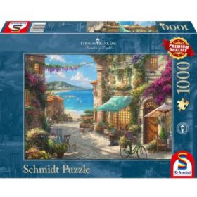 Puzzle 1000 piese, Thomas Kinkade - Cafea pe Riviera Italiana, Schmidt