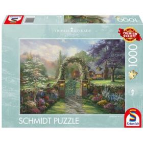 Puzzle 1000 piese, Thomas Kinkade- Hummingbird Cottage, Schmidt