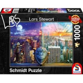 Puzzle 1000 piese, Lars Stewart - Night and Day: New York, Schmidt
