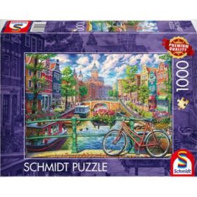 Puzzle 1000 piese, Canalul din Amsterdam, Schmidt
